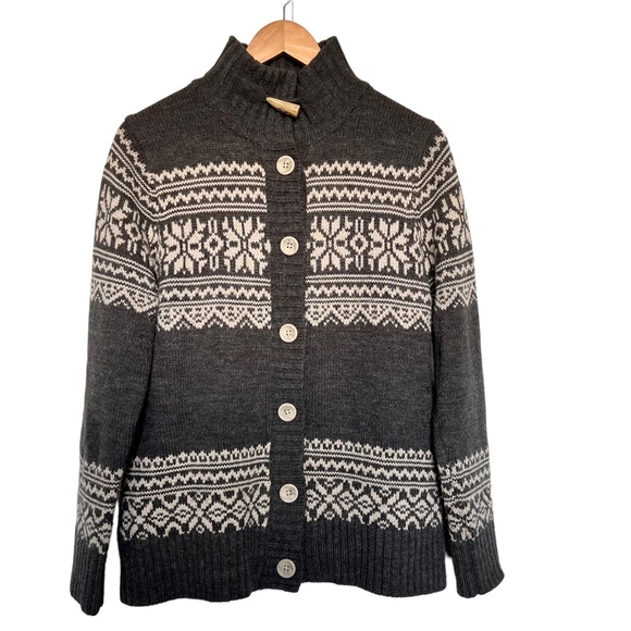 Lady Hathaway Woman Wool Blend Knit Button front Cardigan Grey Sweater Size M - Picture 1 of 11